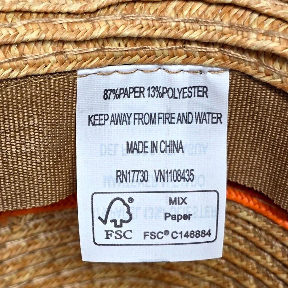 Straw Fedora Kids One Size Tan Striped Band Sun Hat Summer Beach Boho Festival